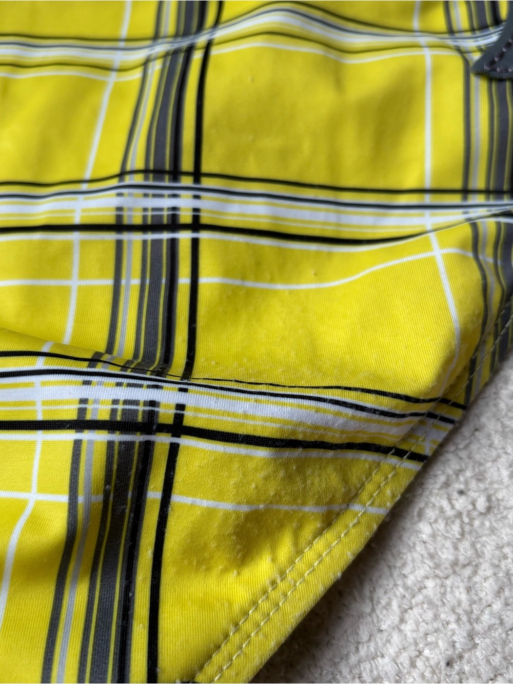 Y2K Hurley Plaid Reversible Bikini Set Yellow Charcoal Grey Logo Size Large - Picture 5 of 5
